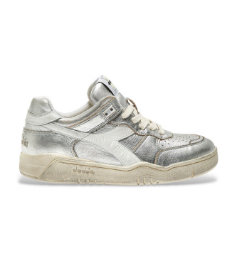 Diadora Leder Turnschuhe B560 silber