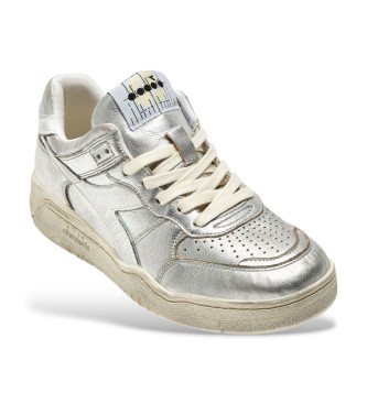 Diadora Leder Turnschuhe B560 silber