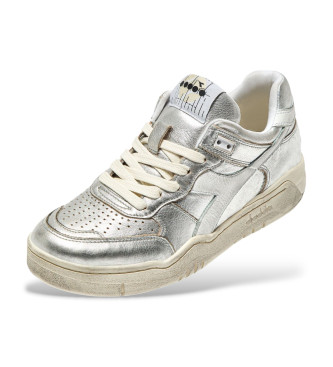 Diadora Leder Turnschuhe B560 silber