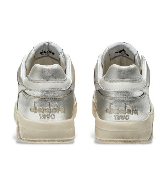 Diadora Leder Turnschuhe B560 silber