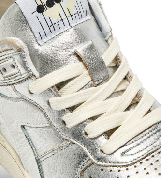 Diadora Leder Turnschuhe B560 silber