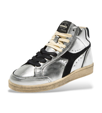 Diadora Sneakers Prestige High in pelle metallizzata argento