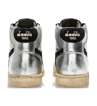 Diadora Sneakers Prestige High in pelle metallizzata argento