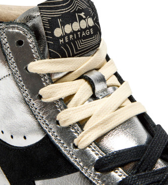 Diadora Sneakers Prestige High in pelle metallizzata argento