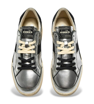 Diadora Sneakers Prestige Metal Used in pelle color argento