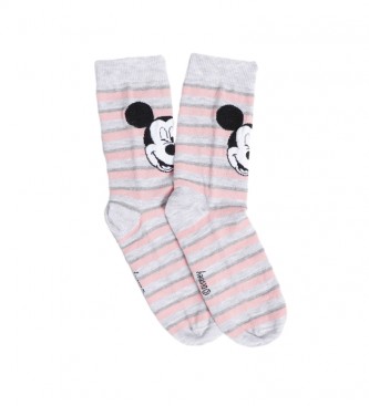 Disney Chaussettes Mickey Rose Sourire gris