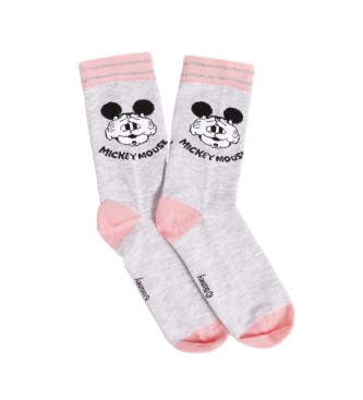 Disney Chaussettes Mickey Pink Pink Smile Surprise grises