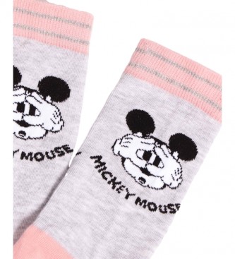 Disney Calcetines Mickey Pink Smile Surprise gris