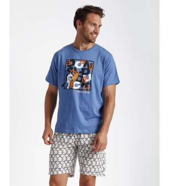 Disney Piżama z krótkim rękawem Donald Fashion niebieska