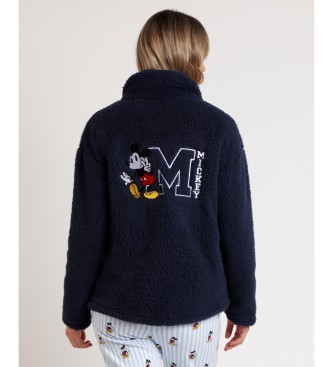 Disney Mickey New York navy long sleeve dressing gown