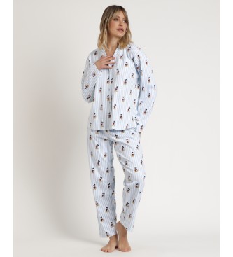 Disney Mickey New York open pyjama met lange mouwen blauw