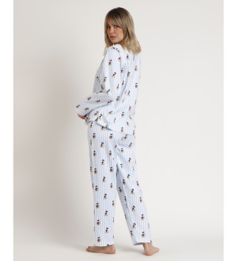 Disney Mickey New York open pyjama met lange mouwen blauw