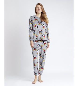 Disney Mickey Langarm-Pyjama warm grau