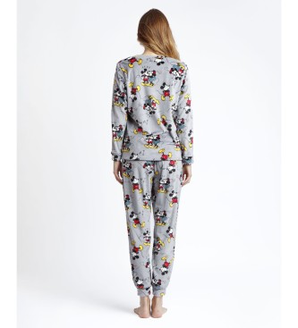 Disney Mickey Langarm-Pyjama warm grau