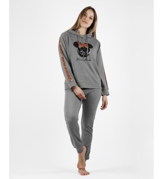 Disney Pyjama  capuche Minnie Sequins gris