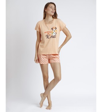 Disney Piżama z krótkim rękawem Minnie Flower brzoskwiniowa