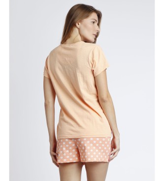 Disney Kortrmet pyjamas Minnie Flower ferskenfarvet