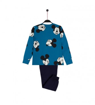 Disney Piżama z długim rękawem All Over Mickey niebieska