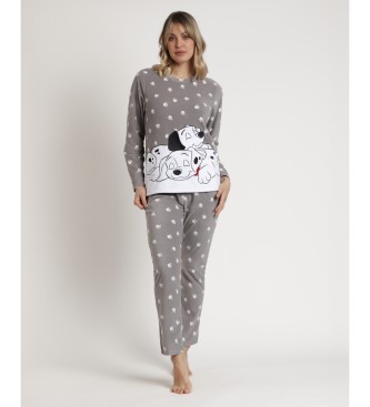 Disney Langrmeliger warmer Pyjama 101 Dalmatiner grau