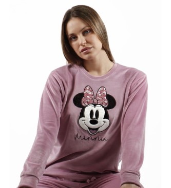 Disney Pyjama Double Velours Minnie Fleur rose