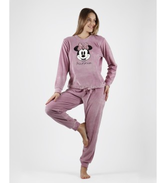 Disney Schlafanzug Samt Minnie Fleur flieder