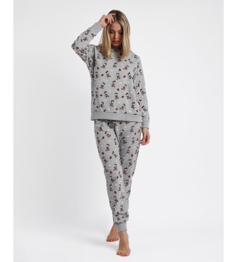Disney Pyjama mit Skizzenmuster und langen rmeln grau