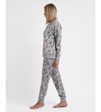 Disney Pižama z dolgimi rokavi s potiskom skice sive barve