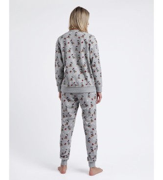 Disney Pyjama met lange mouwen en schetsprint grijs