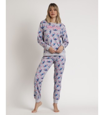 Disney Stitch Faces Printed Long Sleeve Pyjamas grey 