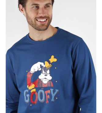 Disney Goofy Suspicious Marineblau Langarm-Pyjama
