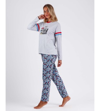 Disney Pyjama met lange mouwen Hello Mickey grijs