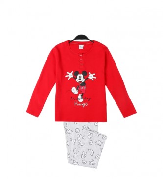 Disney Pižama Mickey Hugs rdeča, siva