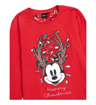 Disney Pijama de manga comprida Mickey Xmas vermelho