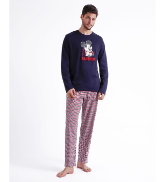 Disney Mickey Zigzag Marineblauer langrmeliger Pyjama