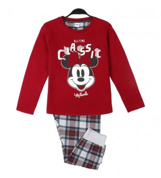Disney Piżama z długim rękawem Minnie Check czerwona