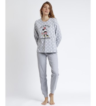 Disney Minnie Dots langrmeliger Pyjama grau