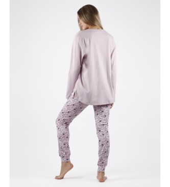 Disney Pyjama Langarm Minnie Fleur rosa