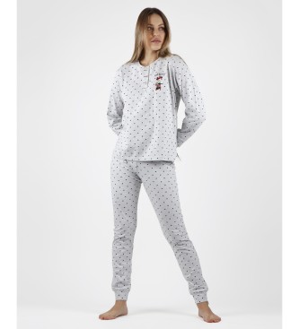 Disney Minnie Hearts gray long sleeve pajamas