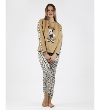 Disney Pijama de leopardo Minnie bege