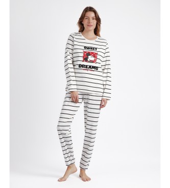 Disney Pajamas Long Sleeve Stripes Sweet Dreams white