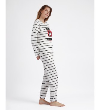 Disney Pajamas Long Sleeve Stripes Sweet Dreams white