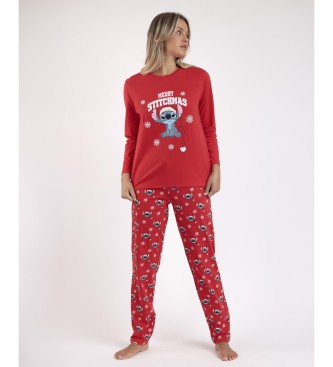 Disney Pijama de manga comprida Stitchmas vermelho