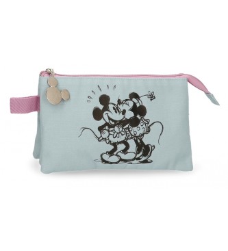 Disney Mickey and Minnie Kisses Three Compartment Pencil Case blue