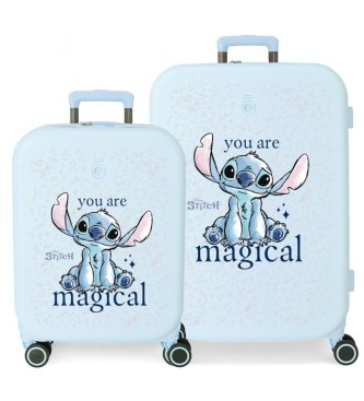 Disney Stitch You are magical 55 - 68 cm light blue suitcase set