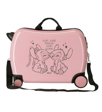Disney Wielokierunkowa walizka dziecięca na 2 kółkach Stitch You love różowa