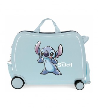 Disney Valise pour enfants Stitch Make a face 2 roues multidirectionnelles bleu