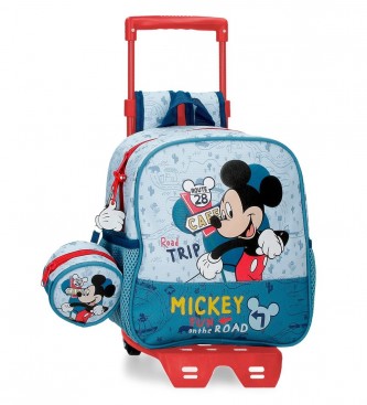 Disney Mochila Mickey Road Trip com trolley azul