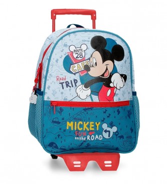 Disney Plecak Mickey Road Trip 33 cm z wózkiem niebieski