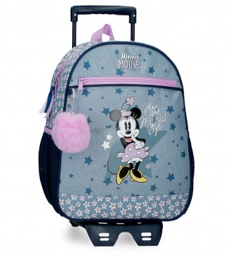Disney Minnie Style rygsk med trolley bl -27x33x11cm