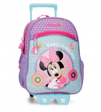 Disney Minnie Hoje  o meu dia mochila com carrinho 33 cm roxo
